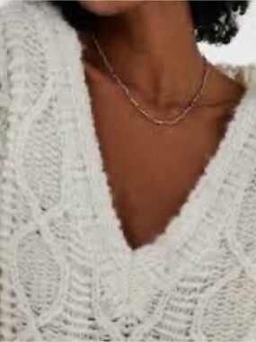 Free People Oversized Chunky Knit Cottagecore V-Neck Fall Sweater in Cream S